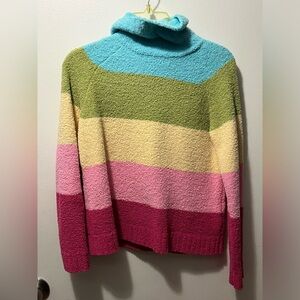 Vintage Carolyn Taylor Colorful Striped Turtleneck Sweater